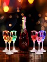 Juego De 6 Copas De Champagne LED Para Adultos Copas De Vino Brillo Colores Plásticos Glow En La Oscuridad Para Fiestas - details 6