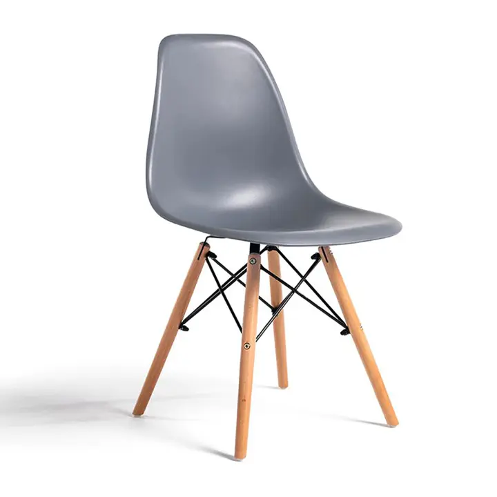 ORION91 Silla ORION91 Polipropileno Color Gris Claro y Patas en Madera Haya 46,5 x 48 x 82 cm Comedor Oficina Salón Teletrabajo Cocina – SpazioLuzio - 1