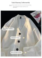 Nueva Cardigan Coreana De Otoño Invierno Para Hombre Estilo Casual Versátil Suéter V-Neck Confeccionado En Poliéster Transpirable Y Cómodo - details 3