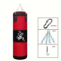Bolsa De Golpes Pesada Para Boxeo Con Gancho Para Techo Y Cadena De Acero Para Entrenamiento De Fitness MMA Kickboxing Muay Thai Karate Taekwondo Roja - details 6