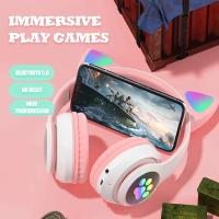 Auriculares Bluetooth 5.0 Con Lámpara De Flash Y Orejas De Gato Para Niñas Soporte TF Card Micrófono Inalámbricos Regalo De Cumpleaños - details 6