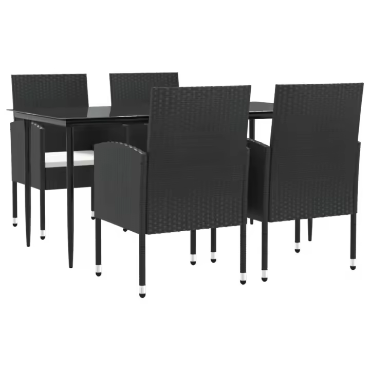 vidaXL Juego de comedor de jardín 5 pzas ratán sintético y acero negro - 1