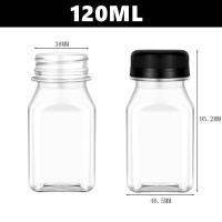 4 Pcs Botellas De Jugos De Plástico Nuevas 120ML/150ML Transparentes Lids Anti-Robo Contenedores De Bebida Vacíos Cuadrados Para Leche - details 2