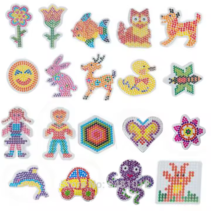 Plantilla De Bolas Hama 5mm Con Papel De Color Plástico Estencil Puzzle De Péguedos Pixel DIY Transparente Para Juguete Educativo Para Niños - 1
