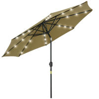 Outsunny Sombrilla Parasol de Jardín Ø267x240 cm con 24 Luces LED Solar Mecanismo de Inclinación Manivela y Poste Desmontable de Metal para Terraza Piscina Patio - details 0