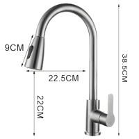 Top-Grifo de cocina de níquel cepillado con rociador extraíble, rociador de fregadero de cocina giratorio de 360 °, grifo de agua caliente y fría - details 12