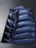 Chaleco De Algodón Grueso Para Hombres Moda Otoño/Invierno 2024 Estilo Casual Cuello Erguido Brillante Tamaño Grande Con Bolsillos Y Cierre De Cremallera - details 22