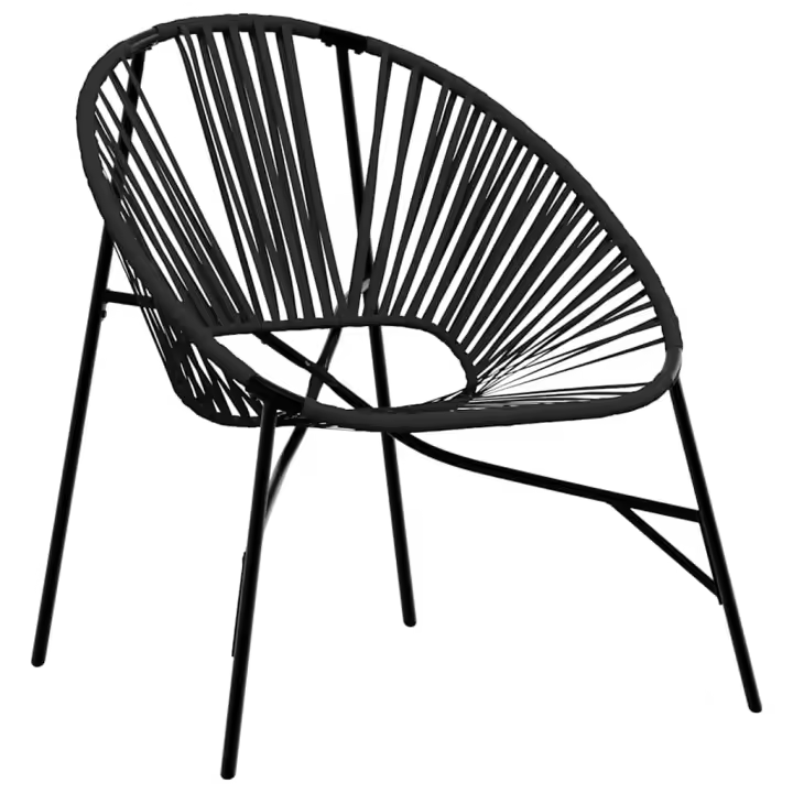 Silla de Jardín con forma de huevo de trinquete sintético Negro - 1