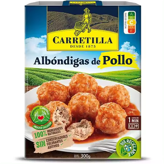 Carretilla Albóndigas de Pollo con Tomate 10 Unidades de 300 g Platos Listos,100% Ingredientes Naturales,Sin Conservadores,Sin Colorantes y Sin Aditivos - 1
