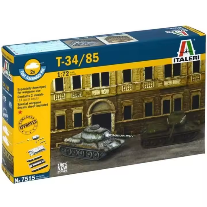 Italeri 7515 - Maqueta Tanque Militar Soviético T-34/85 - Escala 1:72 - 1