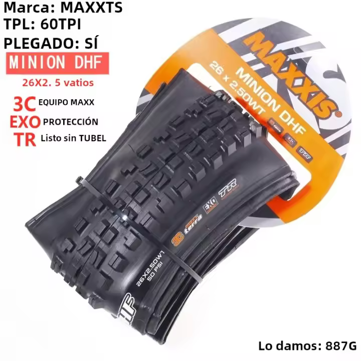 Pneumáticos De Bicicleta Maxxis Minion DHF M301Ru Plegables Para Downhill Resistencia Mayor Color Y Tamaño Variados Para Montaña - 1