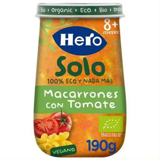 Hero Baby Solo Macarrones Con Tomate 190G - 1