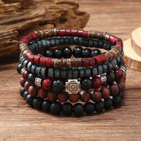 Pulsera De Moda Para Hombres Retro DIY Con Multiple Capas Hilo Elástico Y Bolas De Madera Y Caracol De Coco Para Fechas De Fiesta Regalos - details 12