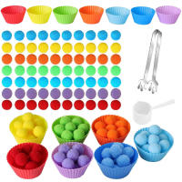 Juego De Aprendizaje Sensorial Montessori Para Niños Juguete De Coloración Y Alineación 78 Piezas Set De Pompom Para Niños De Preescolar Y Jóvenes - details 0