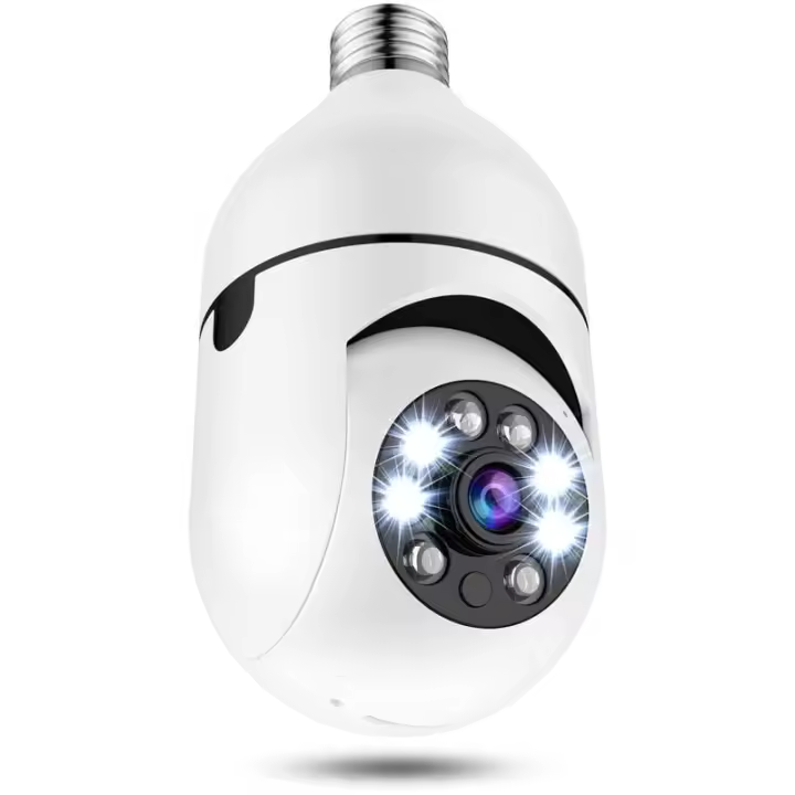Cámara de sebriad con bombilla, Cámara IP Panorámica de 360 Grados with Gyro/inclinación, 2,4 GHz WiFi 1080P, Cámara de Vigilancia inteligente para el hogar, Visión Nocturna bidireccional, E27 para intelires Exterior - 1