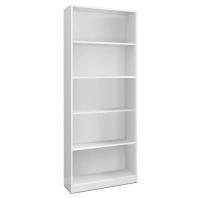 Meimon Estantería alta ESTIL de 5 baldas fijas en tablero de partículas melaminizado tipo E1 (18 mm), con trasera MDF lacado, cantos en PVC, tacos ABS protectores, acabado Blanco Artik, soporte total 50 kg, medidas 201x80x28 cm, diseño robusto y funcional - details 2