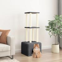 vidaXL Rascador para Gatos con Postes de Sisal Árbol Torre de Escalada Color Crema,  Gris claro,  Gris oscuro y mas - details 2