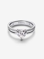 Pandora - Anillo de Corazón de Doble Banda-Plata de - details 2