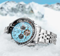 Reloj Mecánico Automático Para Hombre Jaragar Con Dial Azul Y Exhibición Del Día Correa De Acero Inoxidable Deportivo Militar - details 5