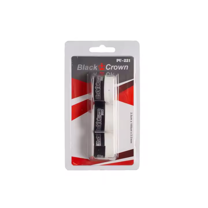 Black Crown - Pack de 3 Overgrips de Pádel - Absorben Sudor - Tacto Suave - Cómodo Agarre (Blanco) - 1