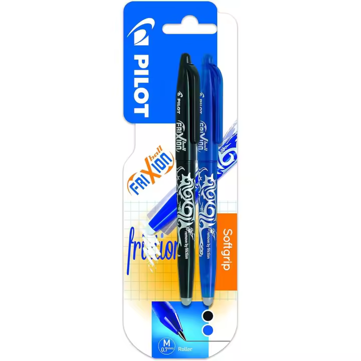 Pilot Bolígrafo Frixion Ball 0,7 mm Grip Tinta Borrable (Pack Azul y Negro) - 1