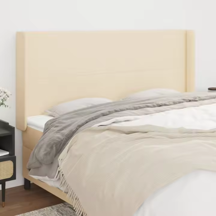 vidaXL Cabecero con orejas de tela color crema 203x16x118/128 cm - 1
