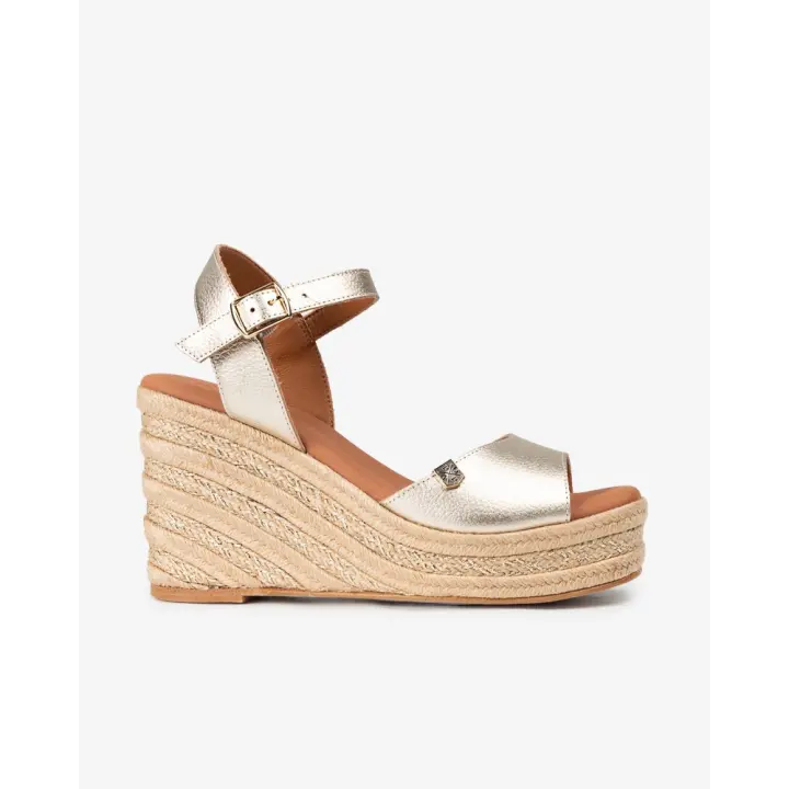 Sandalias plataforma mujer POPA ARAMBOL ORO SANDALIA CUÑA YUTE LAMINADO ORO 35932 25V - 1