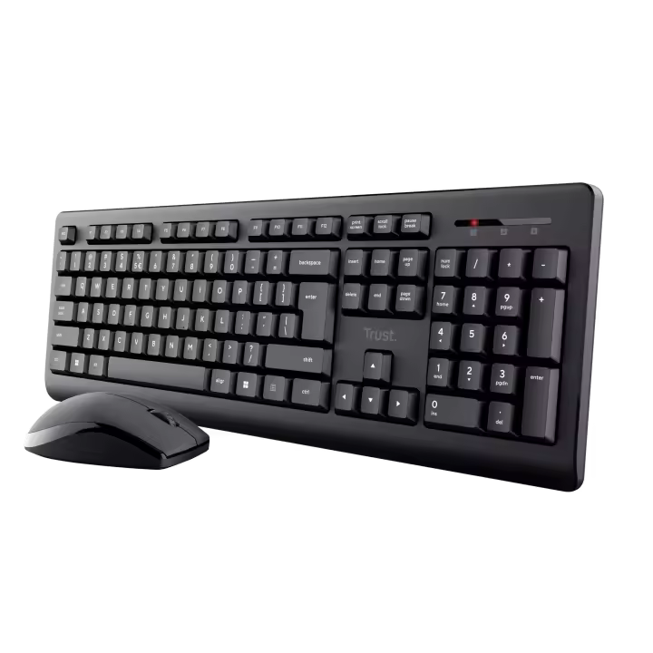 Kit de Teclado y Ratón Inalámbricos Trust Primo - Tamaño Completo, Resistente a Vertidos, Ambidiestro, Diseño Compacto y Sin Cables - Ideal para Trabajar Cómodamente - Compatible con Windows, macOS y Chrome OS - 1