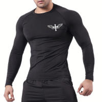 Camiseta De Compresión Para Hombres Con Imagen De Alas Cristianas Deporte Tees Top Para Gimnasio Running Camiseta Básica - details 12