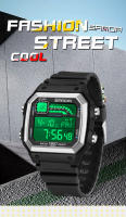Reloj Deportivo Exterior SANDA Para Hombres Multifuncional Alarm Clock Cronógrafo Impermeable LED Digital Con Tiempo Doble - details 0
