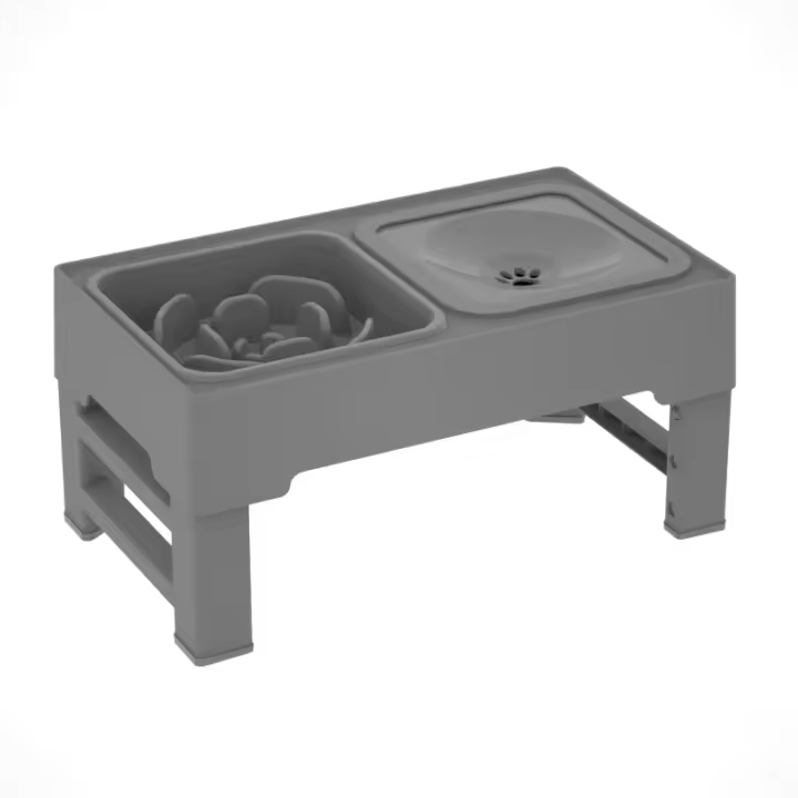 Els pet - Comedero Doble para Mascotas - Ajustable en Altura, Para comer lentamente, Antideslizante,Plegable - 1
