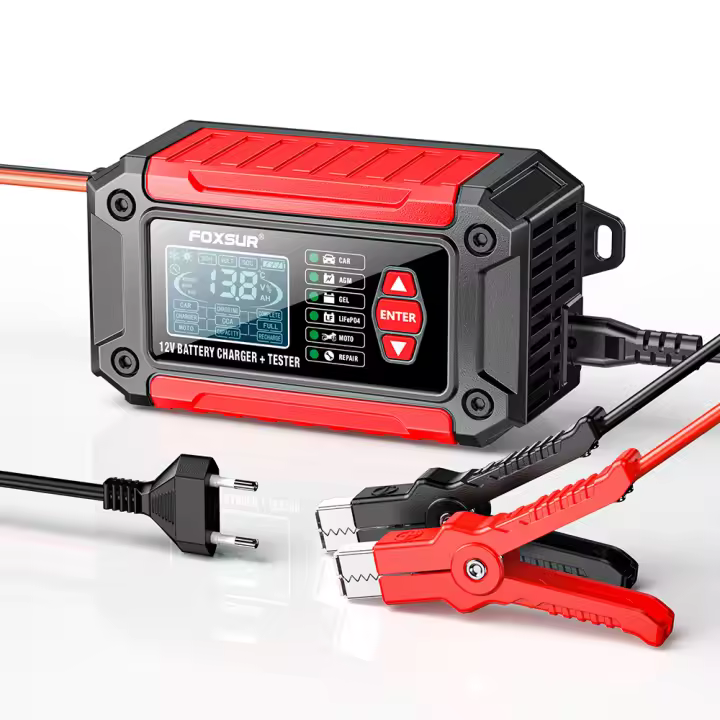 Cargador De Batería De Coche FOXSUR 12V 6A FTC-1206 Para Motocicleta Camión Mantenedor De Baterías De Agua Y Ácido Líquido Con Pantalla LCD Digital - 1