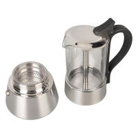Moka Pot Clásico Italiano De Acero Inoxidable Con Cristal Superior Para 4 Tazas Café Expresso De Pared Con Boquilla Inferior - details 2