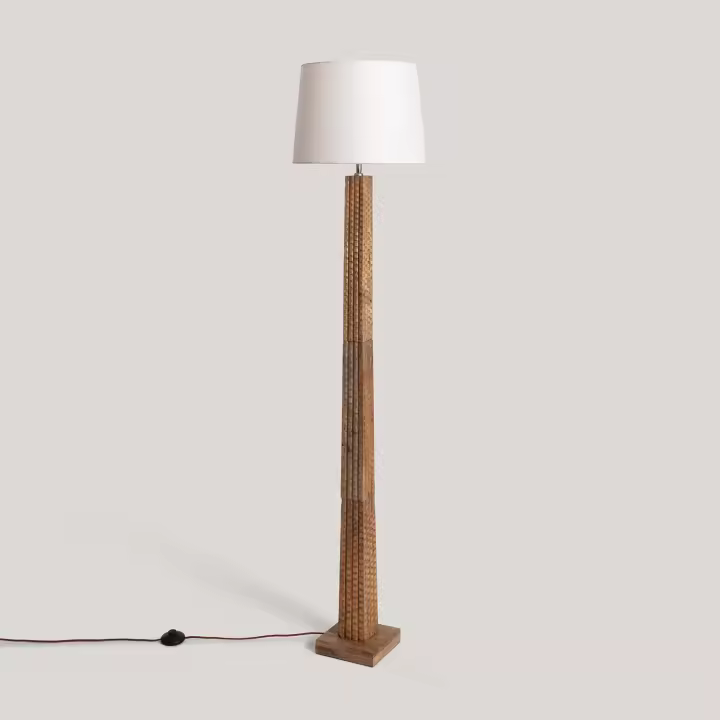 Ledkia Lámpara de Pie Madera Kyathi ILUZZIA Blanco - 1