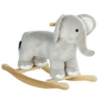 AIYAPLAY Caballo Balancín para Niños de 2-4 Años Caballo de Juguete en Forma de Elefante con Sonido Asas y Base de Madera Carga 40 kg 64,5x31x52 cm Gris - details 0