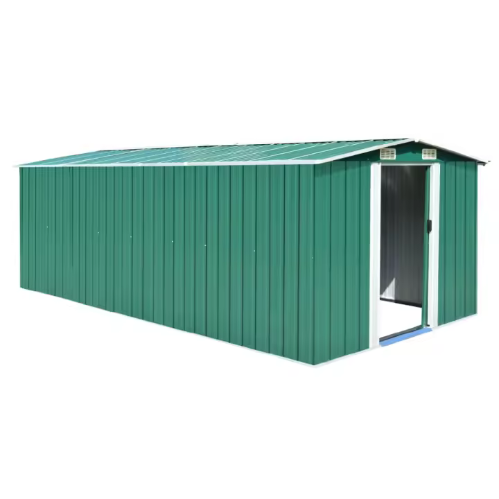 vidaXL CASETA DE JARDÍN METAL VERDE 257X489X181 CM - 1
