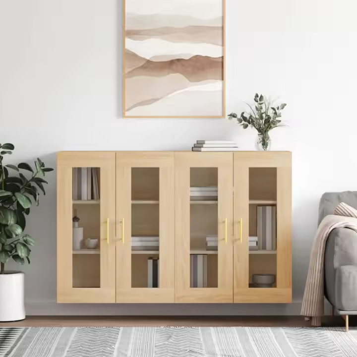 vidaXL Armarios de pared 2 uds madera de ingeniería roble Sonoma - 1