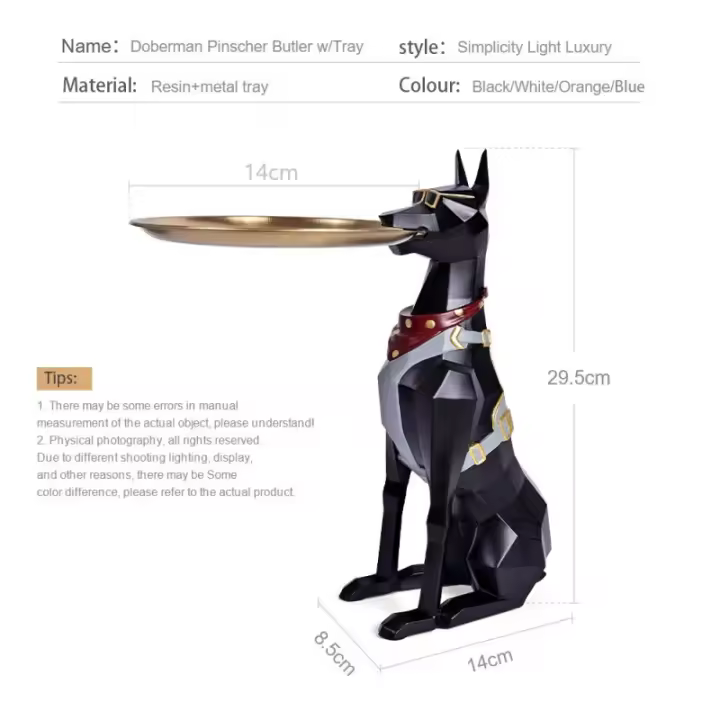 Figura decorativa nórdica de perro caballero en resina de alta calidad - Elegante guardián canino para interiores - 1