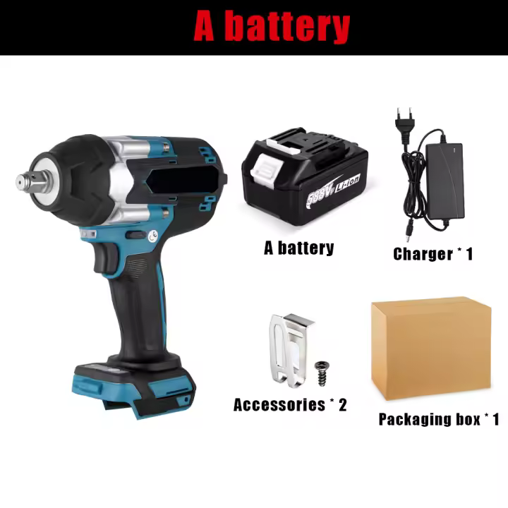 Llave de impacto eléctrica sin escobillas, Torque de 1800n. M, batería de iones de litio de 1/2 pulgadas, herramientas eléctricas inalámbricas para batería Makita de 18V - 1