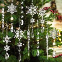 Colgante De Árbol De Navidad Transparente Con Imitación De Hielo Y Esteros De Copos De Nieve Acrílico Colgante De Cristal Para Decoración De Eventos Y Bodas - details 2