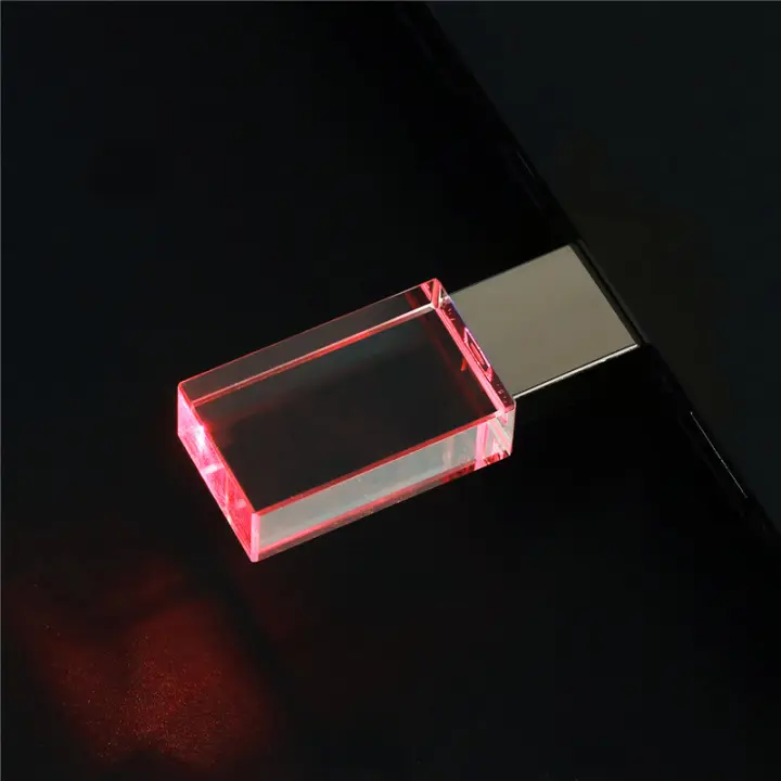 JASTER USB Flash Drive LED De Memoria 128GB 64GB 32GB 16GB 8GB Para Portátil Creativo Regalo Mini Stick De Memoria Cúbico De Cristal USB 2.0 - 1