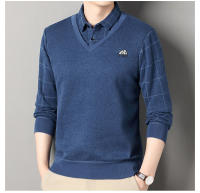 Suéter De Poliéster Para Hombre Con Cuello Polo Y Rayas Gris Oscuro Acolchado Y Cálido Para Otoño E Invierno Moda Coreana - details 7