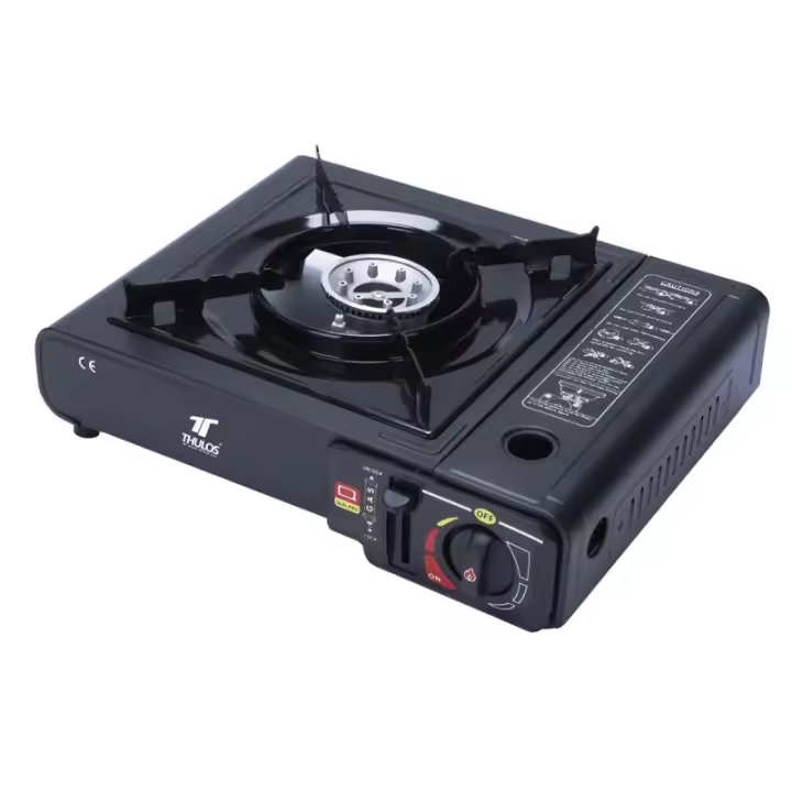 Cocina portátil dual, funciona con cartucho de gas o botella de gas externa. THULOS TH-GS019 - 1