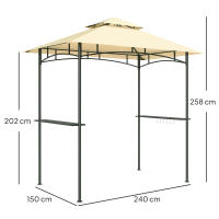 Pabellón de Barbacoa con LED 240x150x258 cm Pabellón de Jardín impermeable y retardante de llama, Techo Doble, estante lateral, Pabellón de Jardín con Protección UV, Pabellón de barbacoa Para... - details 6