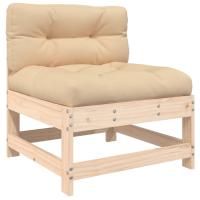 vidaXL Sofá central con cojines madera maciza de pino Pino natural, Pino blanco, Pino gris Conjunto Terraza Muebles Jardín Exterior Juego de Muebles de jardín Mueble Jardín Exterior Muebles de Salon Exterior - details 6