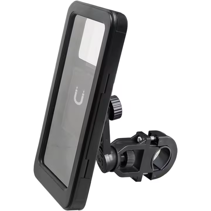 Soporte para manillar de bicicleta para teléfono, color negro, resistente al agua, perfecto para proteger el teléfono móvil, soporte de pantalla táctil duradero y bien hecho para la caja. - 1