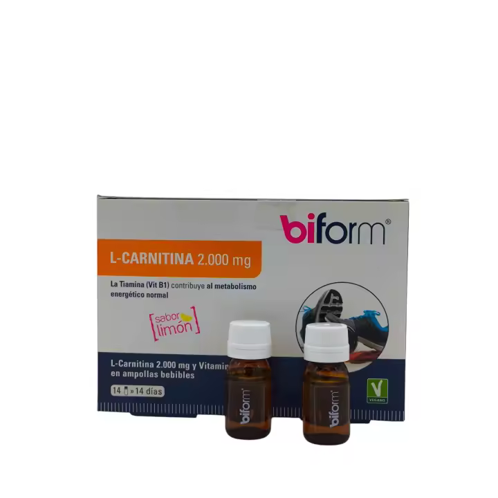 L Carnitina 2000mg 14 viales Biform, Aminoácidos, Rendimiento deportivo, Ayuda a aumentar la  quema de grasa, Aumenta la energía y la Recuperación muscular. - 1