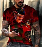 Camiseta De Verano Con Estampado 3D De Freddie Kruger Horror Película Callejera Corta Manga Moda Deportiva Top Casual Para Hombre - details 3