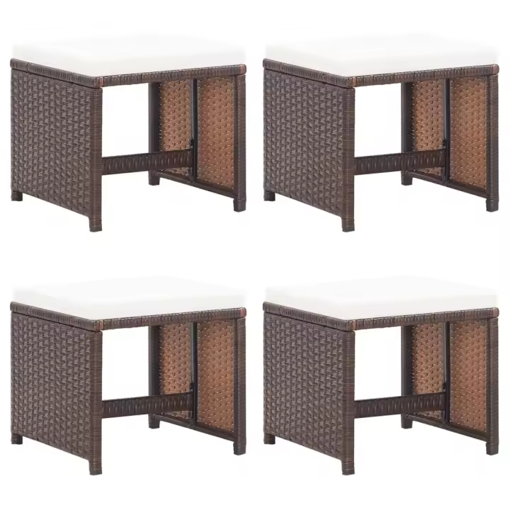 vidaXL Taburetes de jardín 4 uds con cojines ratán sintético - 1