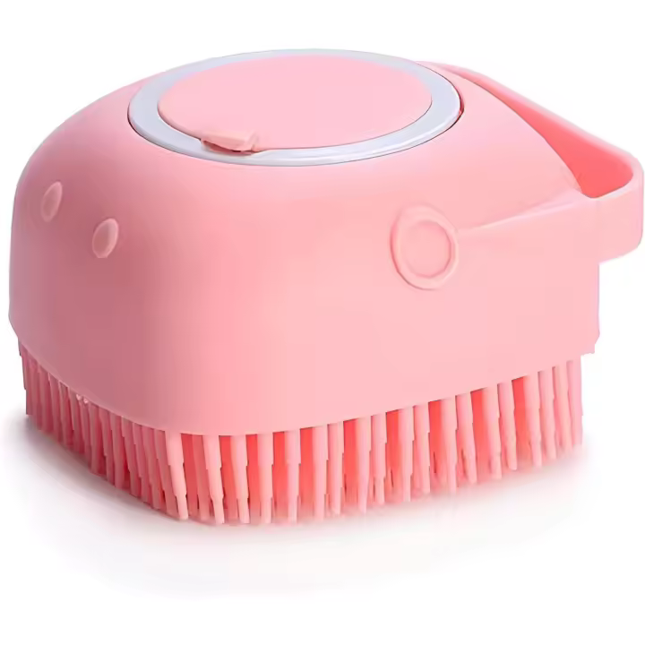 Cepillo de burbujas para ducha de fregado de mascotas, silicona suave con mango de bucle, masaje suave para perros y gatos de pelo largo y corto - 1